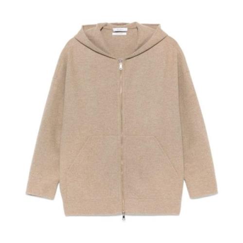 Bruine Gevilte Hoodie met Rits Max Mara , Brown , Dames