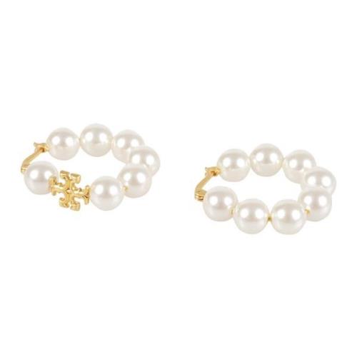 Parel Hoop Oorbel Tory Burch , White , Dames