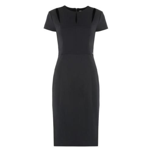 Crepe Jurk met Uitgesneden Details Calvin Klein , Black , Dames