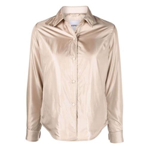 Gewatteerd Overhemd Jack Aspesi , Beige , Dames