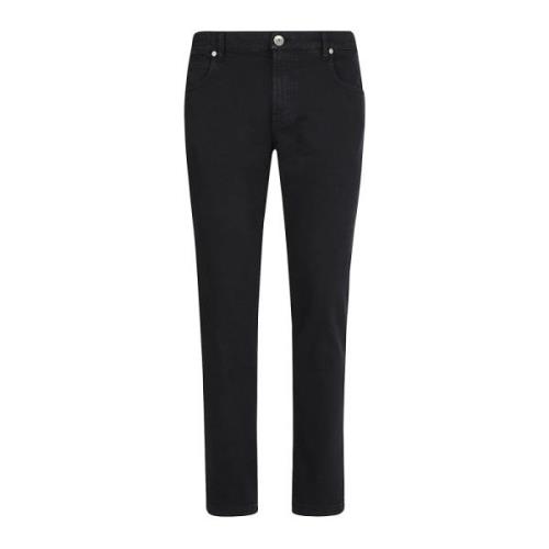 Stretch Denim 5-Pocket Broek Eleventy , Black , Heren