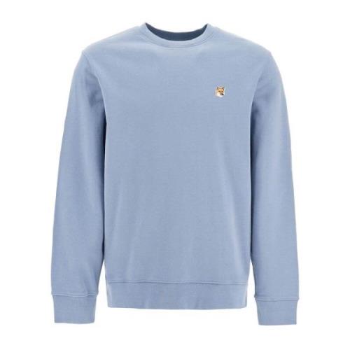 Fox Head Patch Crewneck Sweatshirt Maison Kitsuné , Blue , Heren