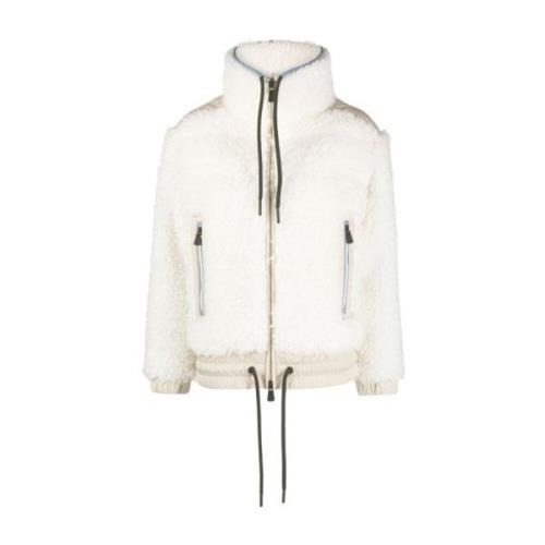 Gewatteerd fleecejack voor stijlvolle vrouwen Moncler , White , Dames