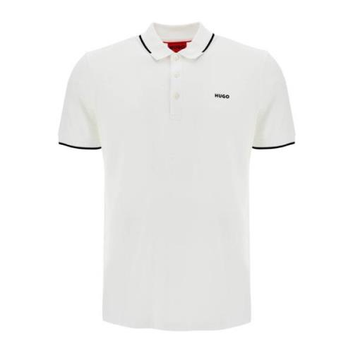 Polo Shirt met Contrasterende Kraag Hugo Boss , White , Heren