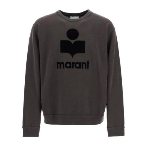 Flocked Logo Sweatshirt Oversized Fit Isabel Marant , Gray , Heren