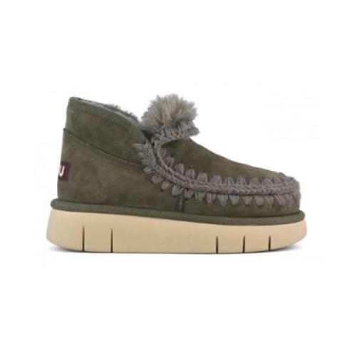 Groene Suède Enkellaars Sneakers Mou , Green , Dames