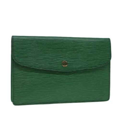 Pre-owned Leather clutches Louis Vuitton Vintage , Green , Dames