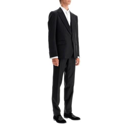 Zijde Wol Tuxedo Suit Dolce & Gabbana , Black , Heren