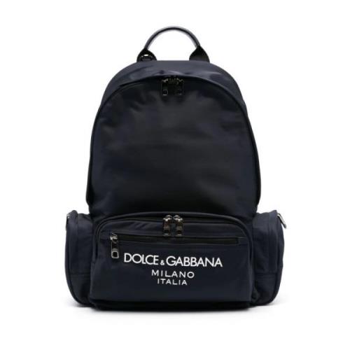 Logo Lettering Rugzak Dolce & Gabbana , Blue , Heren