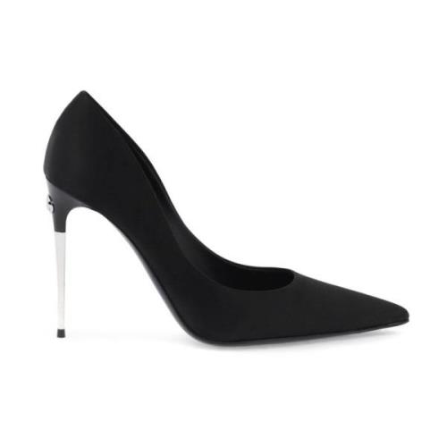 Elegante Zijde Blend Stiletto Hak Schoenen Dolce & Gabbana , Black , D...