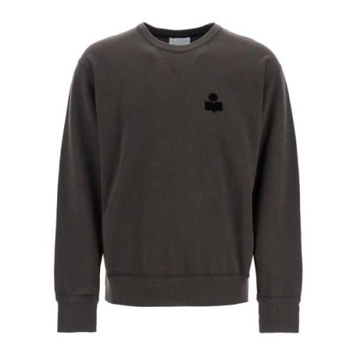 Flocked Logo Crew-neck Sweatshirt Isabel Marant , Brown , Heren