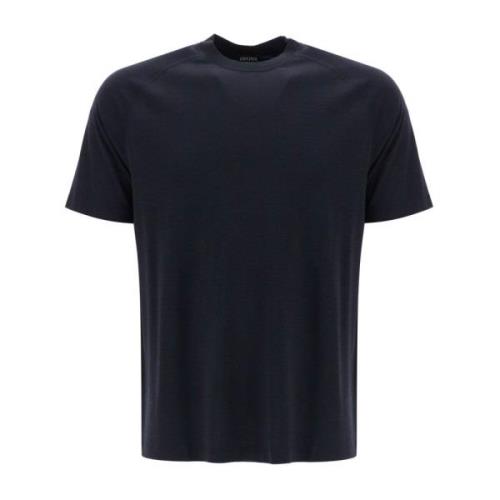 Merino Wol Raglan T-shirt voor Mannen Ermenegildo Zegna , Blue , Heren