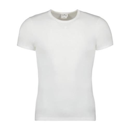 Contrast T-shirt, Korte Mouwen, Geborduurd Logo Courrèges , White , He...