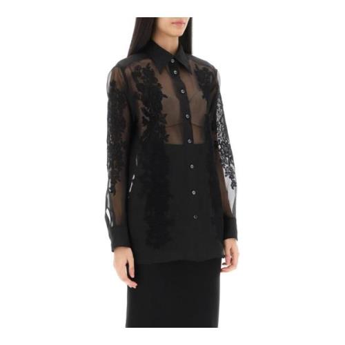 Zijden en kanten organza shirt Dolce & Gabbana , Black , Dames