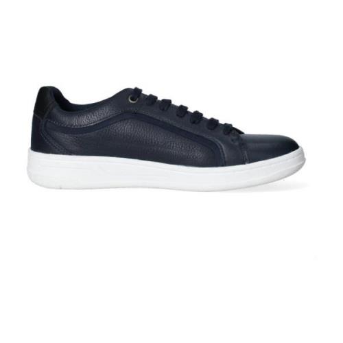 Heren Sneakers Leren Rubberen Zool Geox , Blue , Heren