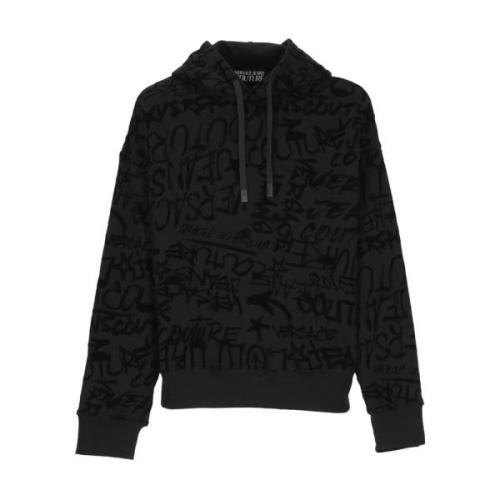 Zwarte katoenen hoodie met graffiti patroon Versace Jeans Couture , Bl...