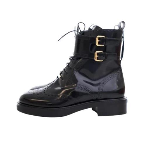 Pre-owned Leather boots Louis Vuitton Vintage , Black , Dames