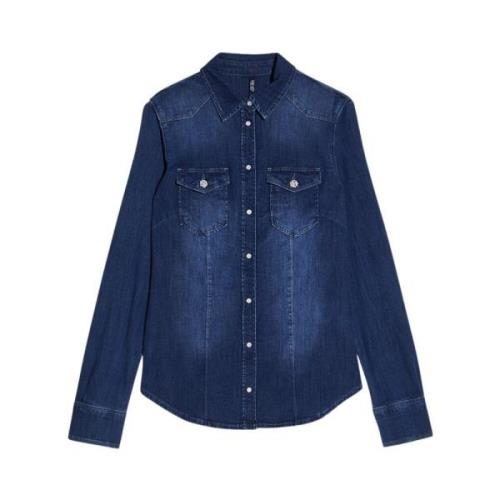 Aansluitende Denim Blouse met Drukknopen Liu Jo , Blue , Dames