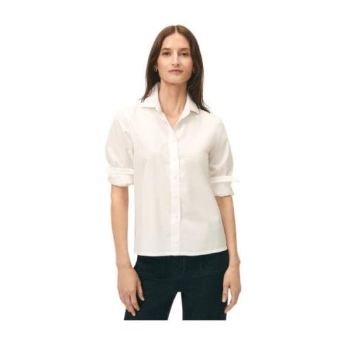 Geknipte katoenen popeline overhemd Brooks Brothers , White , Dames