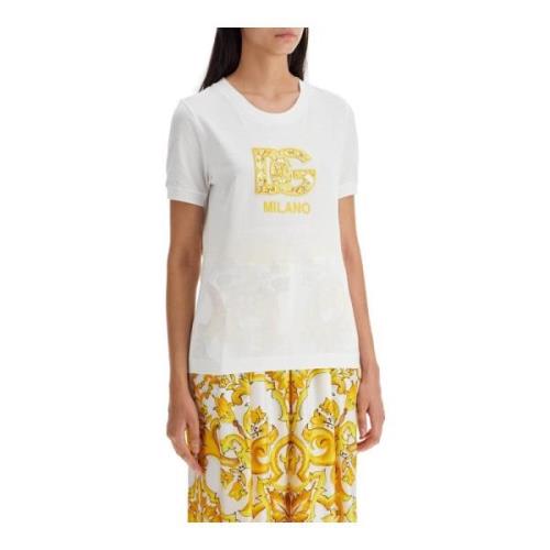 Maiolica Print Crew Neck T-shirt Dolce & Gabbana , White , Dames