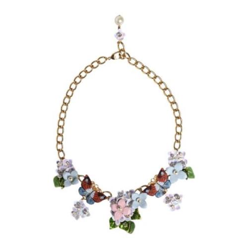 Kristallen bloemversierde ketting Dolce & Gabbana , Yellow , Dames