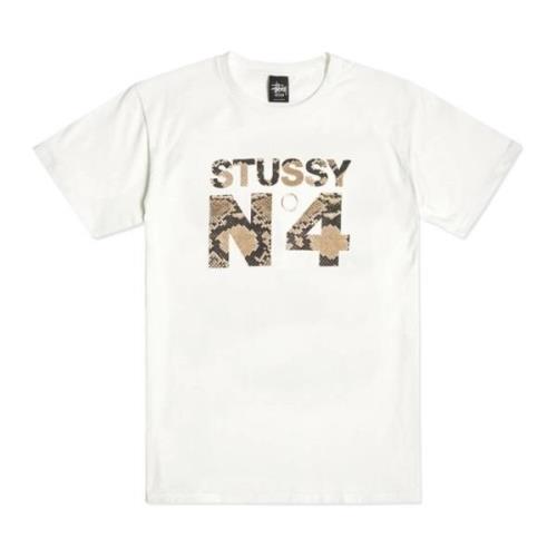 Slangenprint Wit T-shirt Stüssy , White , Heren