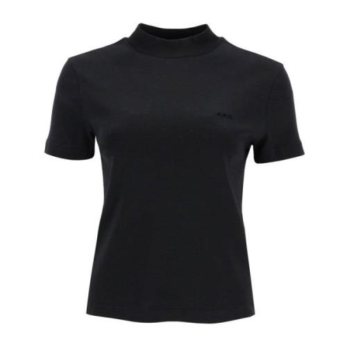 Flocked Logo Coltrui Katoenen T-shirt A.p.c. , Black , Dames