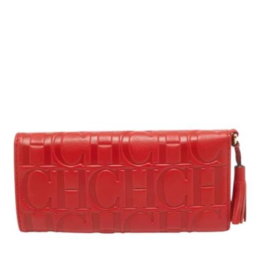 Pre-owned Leather wallets Carolina Herrera Pre-owned , Red , Dames