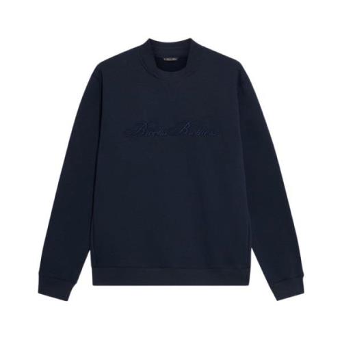 Katoenen Crewneck Logo Sweater Brooks Brothers , Blue , Heren