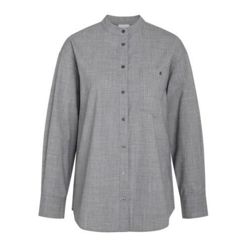 Moderne Oversized Mandarin Kraag Shirt Grijs Heartmade , Gray , Dames