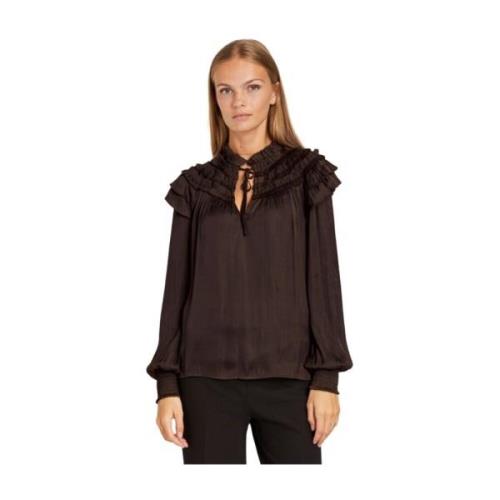 Flori Blouse met Mooie Details RUE de Femme , Brown , Dames