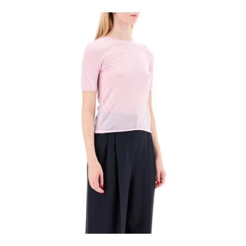 Lichtgewicht wol gebreide ronde hals top MRZ , Pink , Dames