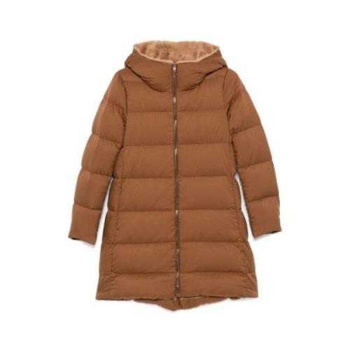 Bruine Hooded Bontjas Herno , Brown , Dames