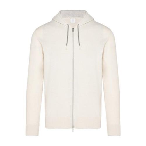 Luxe Cashmere Hoodie met Rits Eleventy , White , Heren