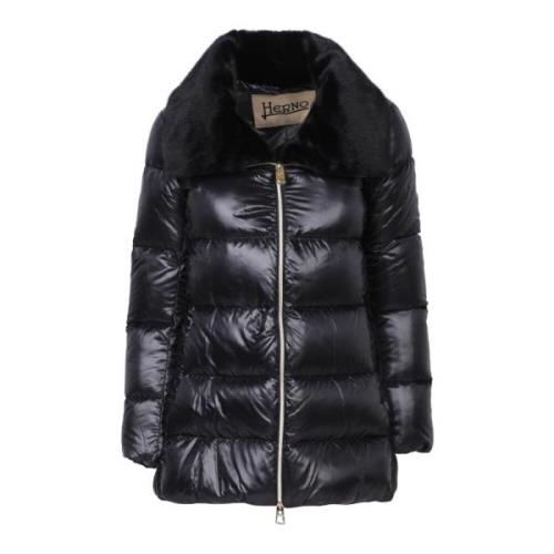 Zwarte Donsjas Elegante Winterstijl Herno , Black , Dames