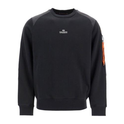 Geborsteld Katoenen Crewneck Sweatshirt met Nylon Inzetstukken Parajum...