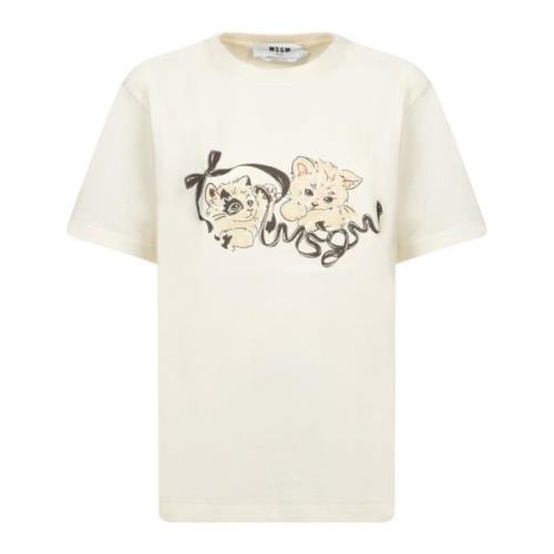 Witte T-shirts & Polo's voor Vrouwen Msgm , Beige , Dames