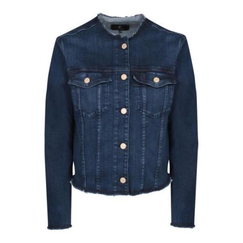 Blauwe Denim Jack met Rauwe Zoom 7 For All Mankind , Blue , Dames