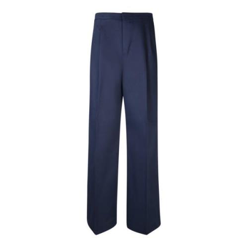 Blauwe Wollen Broek Aw24 Ami Paris , Blue , Heren