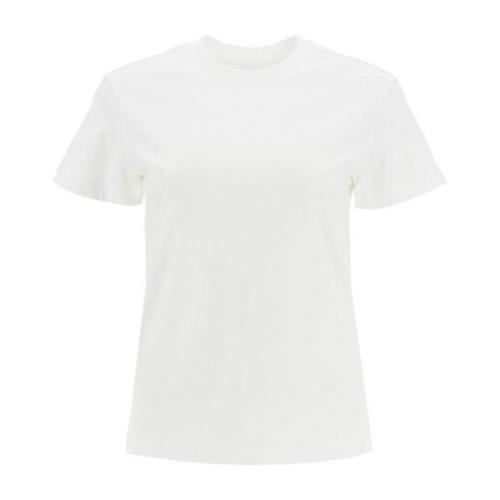 Katoenen Regular Fit T-shirt met Logo Y-3 , White , Dames