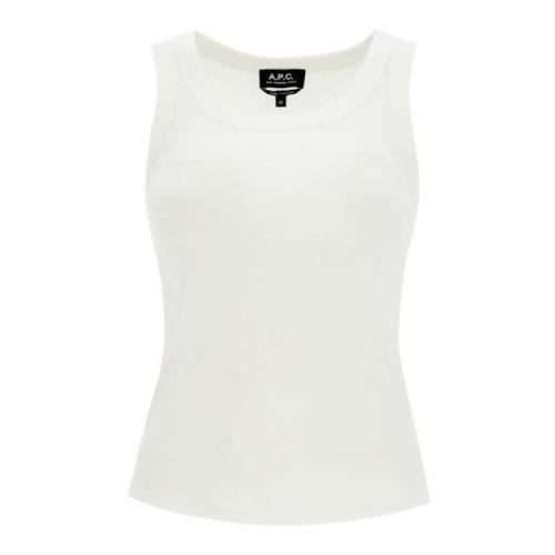 Agathe Tank Top met Flocked Logo A.p.c. , White , Dames