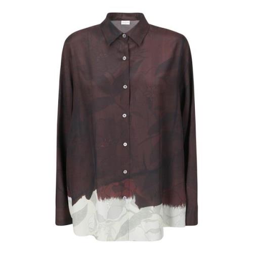 Zijden Shirt met Bedrukte Onderkant Dries Van Noten , Multicolor , Dam...