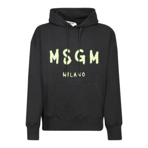 Zwarte Sweatshirt voor Mannen Aw24 Msgm , Black , Heren