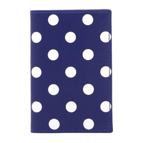 Polka-Dot Leren Bifold Portemonnee Comme des Garçons , Blue , Unisex