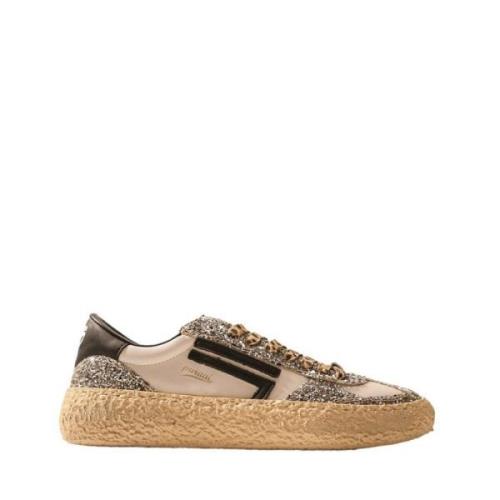 Witte Eco-lederen Sneakers met Zilveren Glitterdetails Puraai , Multic...