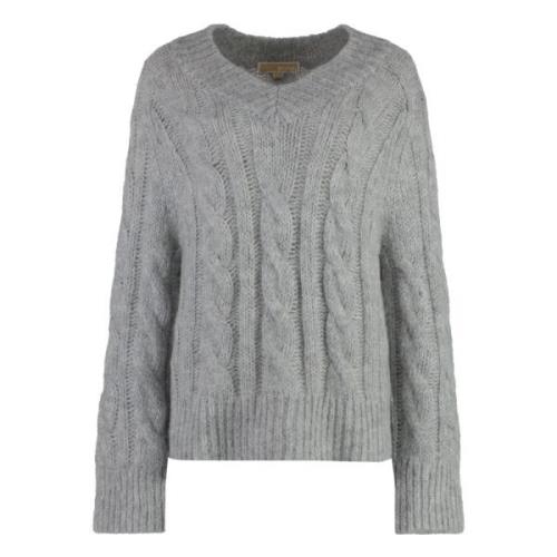 Alpaca Blend V-Neck Sweater Michael Kors , Gray , Dames