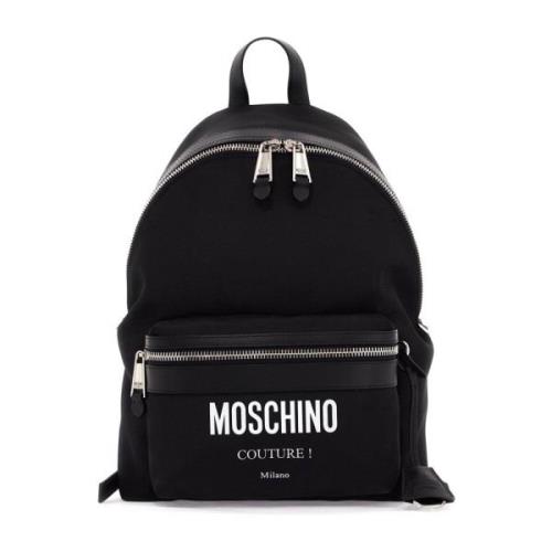 Nylon Rugzak voor dagelijks gebruik met Logo Print Moschino , Black , ...