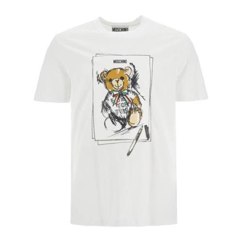 Teddy Bear Print Crew Neck T-shirt Moschino , White , Heren