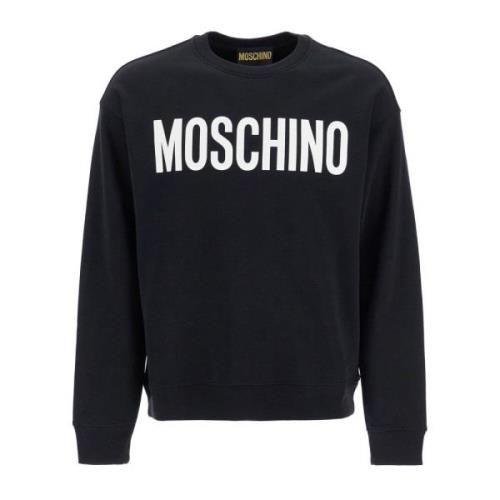 Logo Crewneck Sweatshirt Moschino , Black , Heren