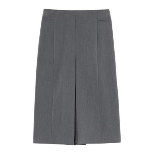 Midi sartorial rok met split en plooi Pinko , Gray , Dames